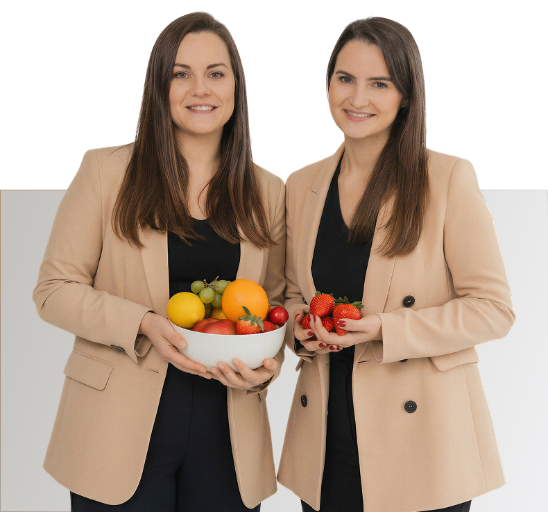 Dwie dietetyczki BeWell Clinic z miskami warzyw